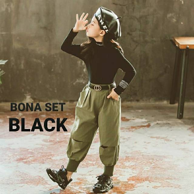 BONA SET BLACK / BAJU SETELANA LENGAN PANJANG CELANA PANJANG ANAK IMPORT KOREA