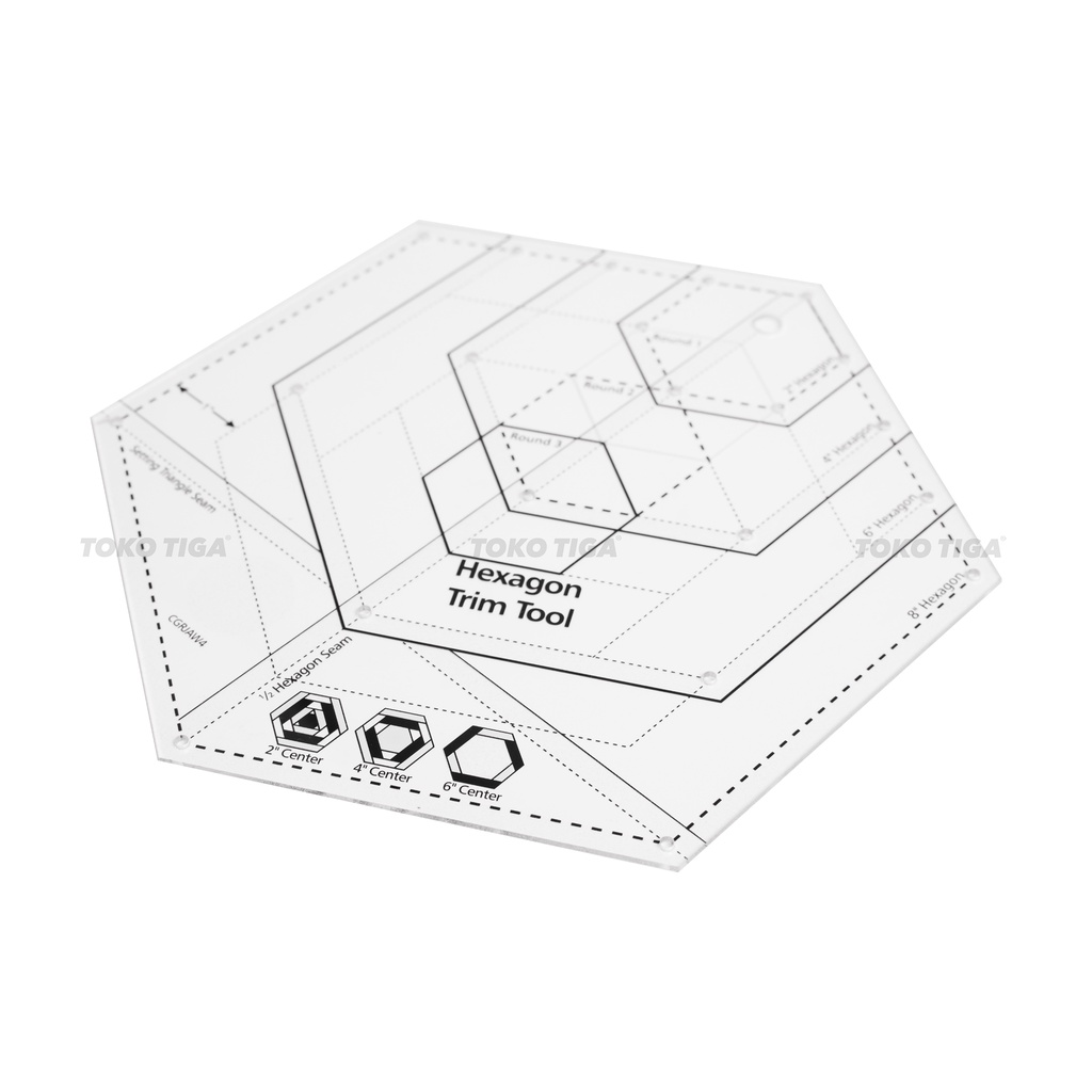 Penggaris Patchwork Quilting Hexagon Besar / Segi 6 Non Slip (CGRJAW4)