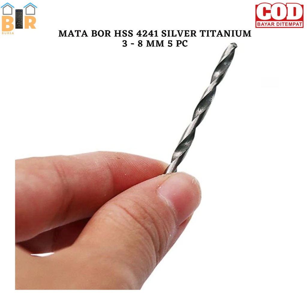 SET 5pcs MATA BOR HSS 4241 SILVER Mata Bor Berlapis Titanium 3 - 8mm