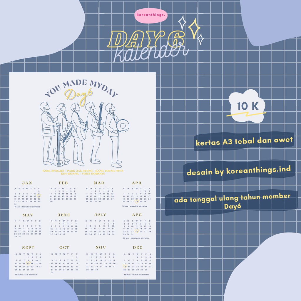 

Kalender Poster Day6 2021 Kpop Aesthetic