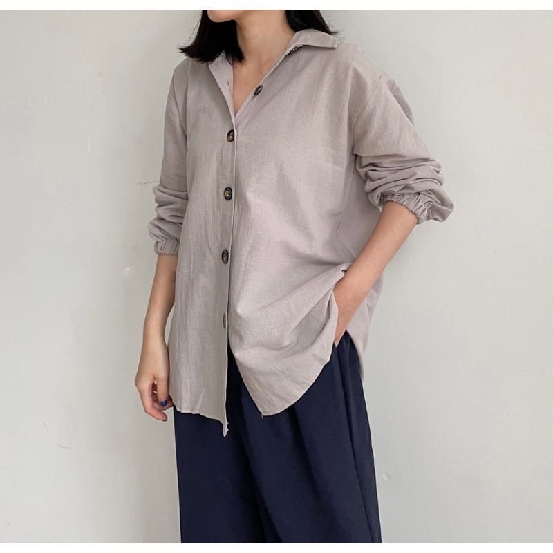 (MSB) KEMEJA ASHA OVERSIZE BLOUSE ATASAN WANITA OVERSIZE RAMI LINEN