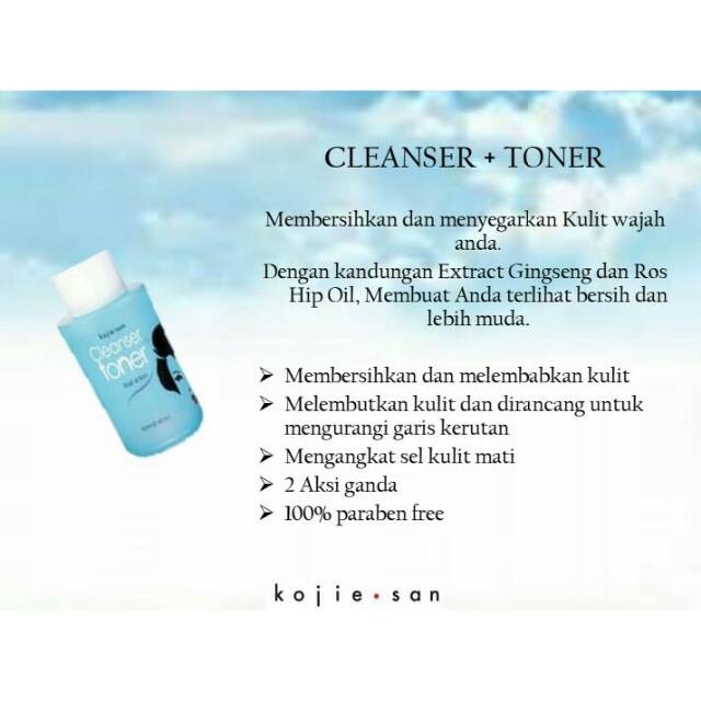 ★ BB ★ KOJIE SAN Cleanser + Toner Dual Action 60ml / 100ml / Kojie San Cleanser / Pembersih Wajah