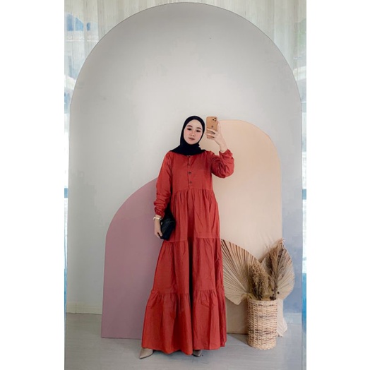 Dress kirania gamis susun poplin premium