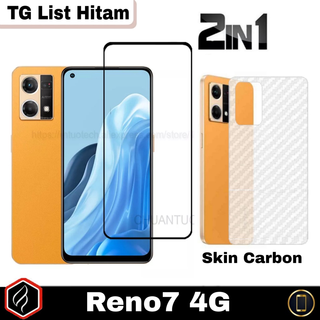 Paket 2 IN 1 OPPO Reno 7 4G Reno 8 4G Anti Gores Layar Free Garskin Carbon Pelidung Anti Jamur Handphone Reno7 4G