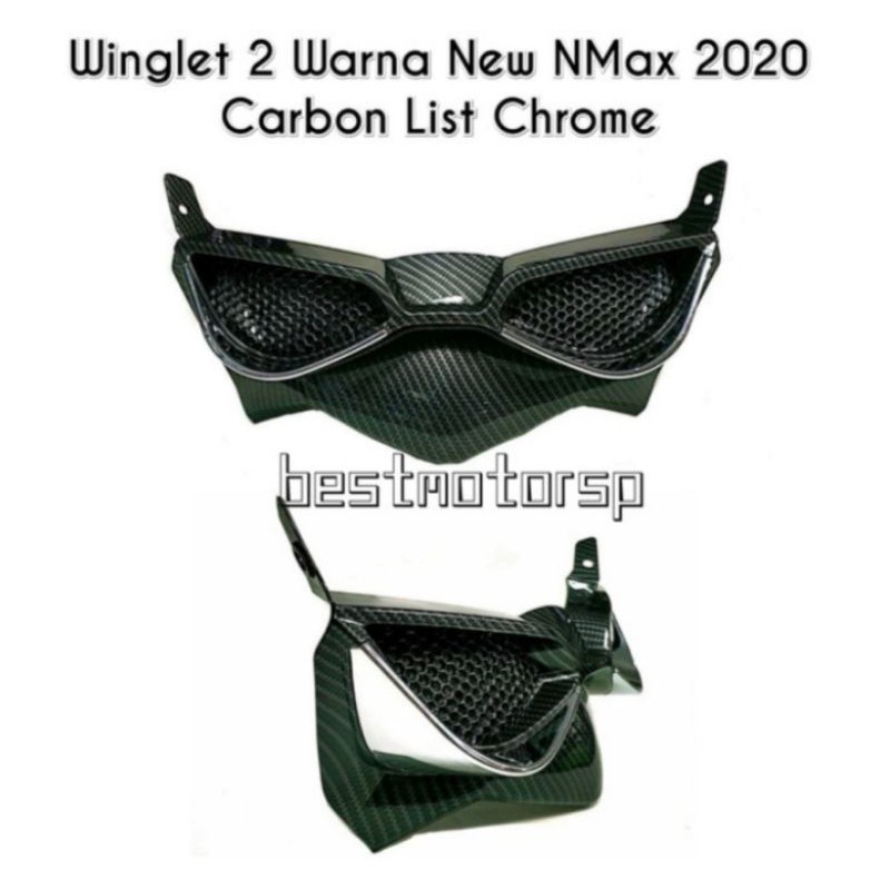 Winglet Yamaha Nmax New 2020 Cover Lampu depan Carbon NEMO 2 Warna Carbon dan Chrome