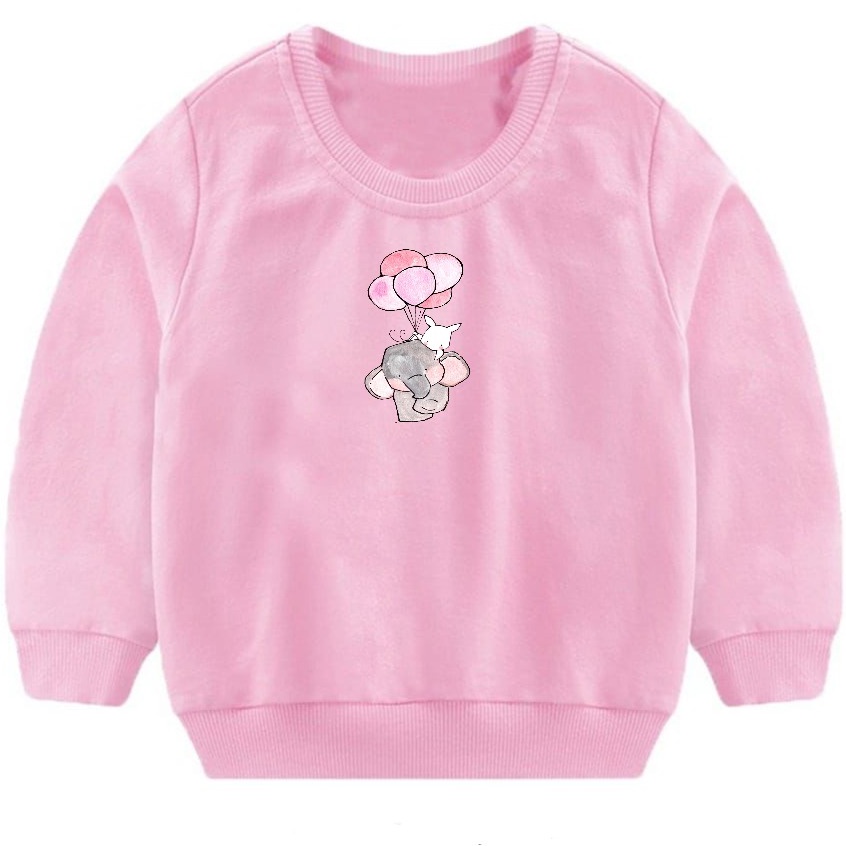 Sweater Crewneck Anak Balita Motif Baloons Elephant Bahan Pleece Terbaru