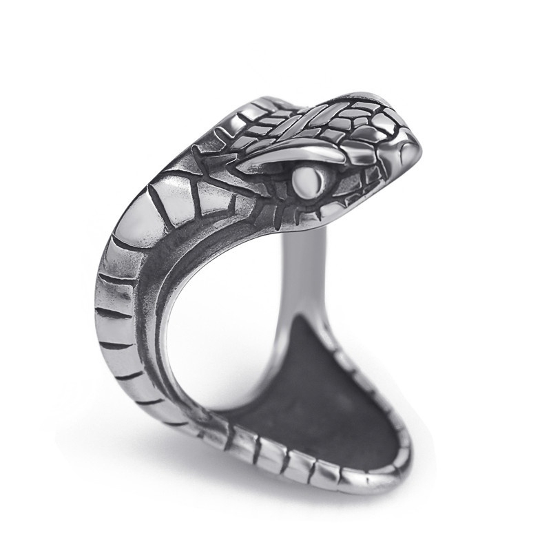 Retro Punk Snake Head Pria Cincin Fashion Perhiasan Aksesoris