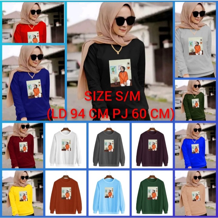 JOSJOLI_STORE/Baju Sweater Hijab 2/Atasan Wanita Dewasa Lengan Panjang/M L XL XXL