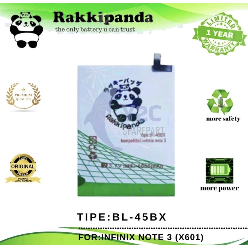 RAKKIPANDA BL-45BX INFINIX NOTE 3 / X601 BATERAI BATRE BATERE BATRAI BATREI DOUBLE POWER