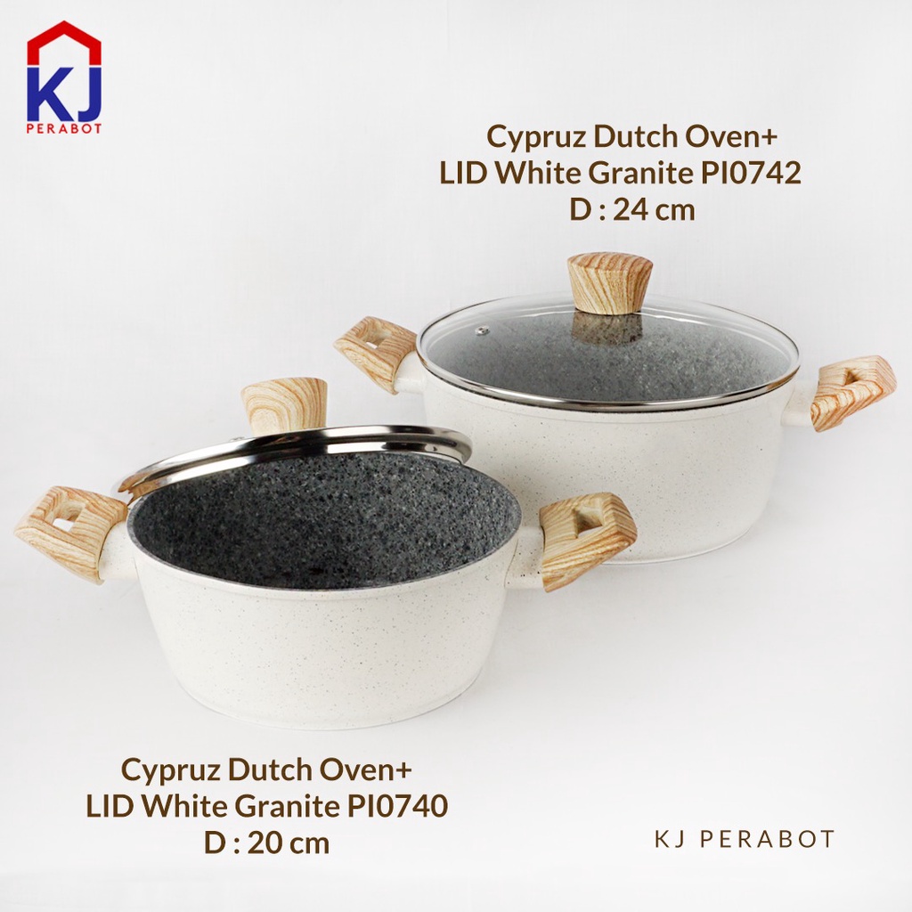 Jual Kj Perabot Cypruz Dutch Oven Lid White Granite Cm Pi Shopee Indonesia