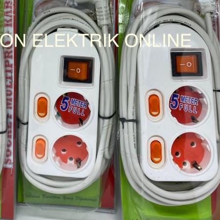 ۝ Stop kontak multipro 2 lubang 5 meter/colokan listrik/terminal listrik/saklar on-off/gulungan kabe