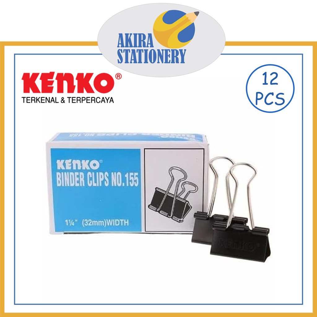 

Binder Clips KENKO Nomor 155 / Penjepit Besi Kertas / Klip KENKO No. 155 Box ( 12 Pcs )