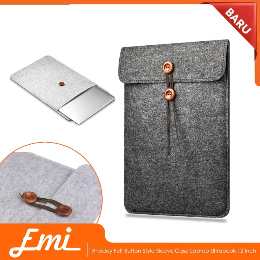 Rhodey Felt Button Style Sleeve Case Laptop Ultrabook