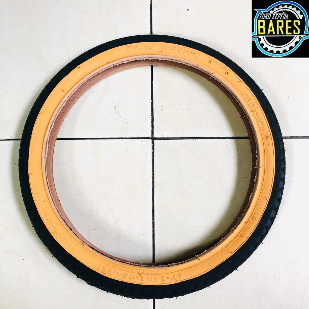 Ban Luar Sepeda BMX / Mini / Lipat Lucky Stone 16 x 1.75 Hitam Kuning