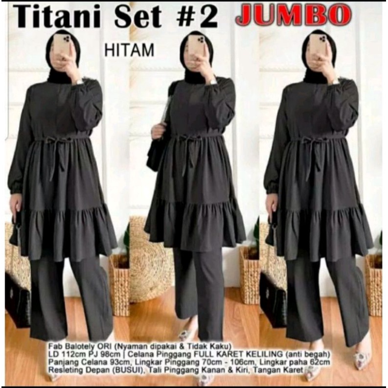 TITANI SET SETELAN BUSUI POLOS JUMBO DAN REMAJA LENGAN PANJANG HIJAB OOTD TERBARU ATASAN TUNIK CELANA PANJANG