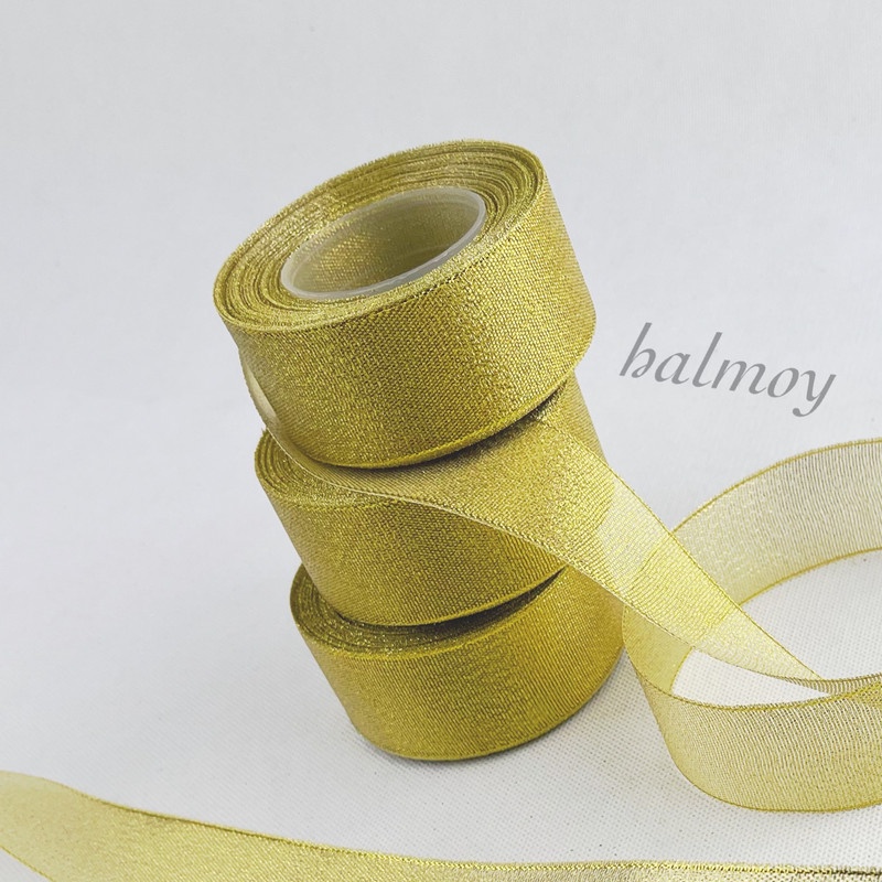 

PITA KAIN GLITTER EMAS GOLD 1.5 INCI 4 CM 20 YARDS
