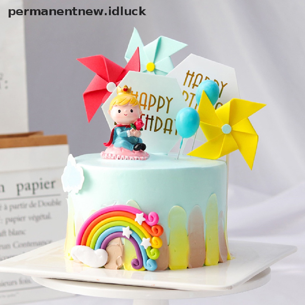 3 Pcs Topper Kue Ulang Tahun Bentuk Kincir Angin 3D Bahan Kertas Busa Warna-Warni Untuk Anak