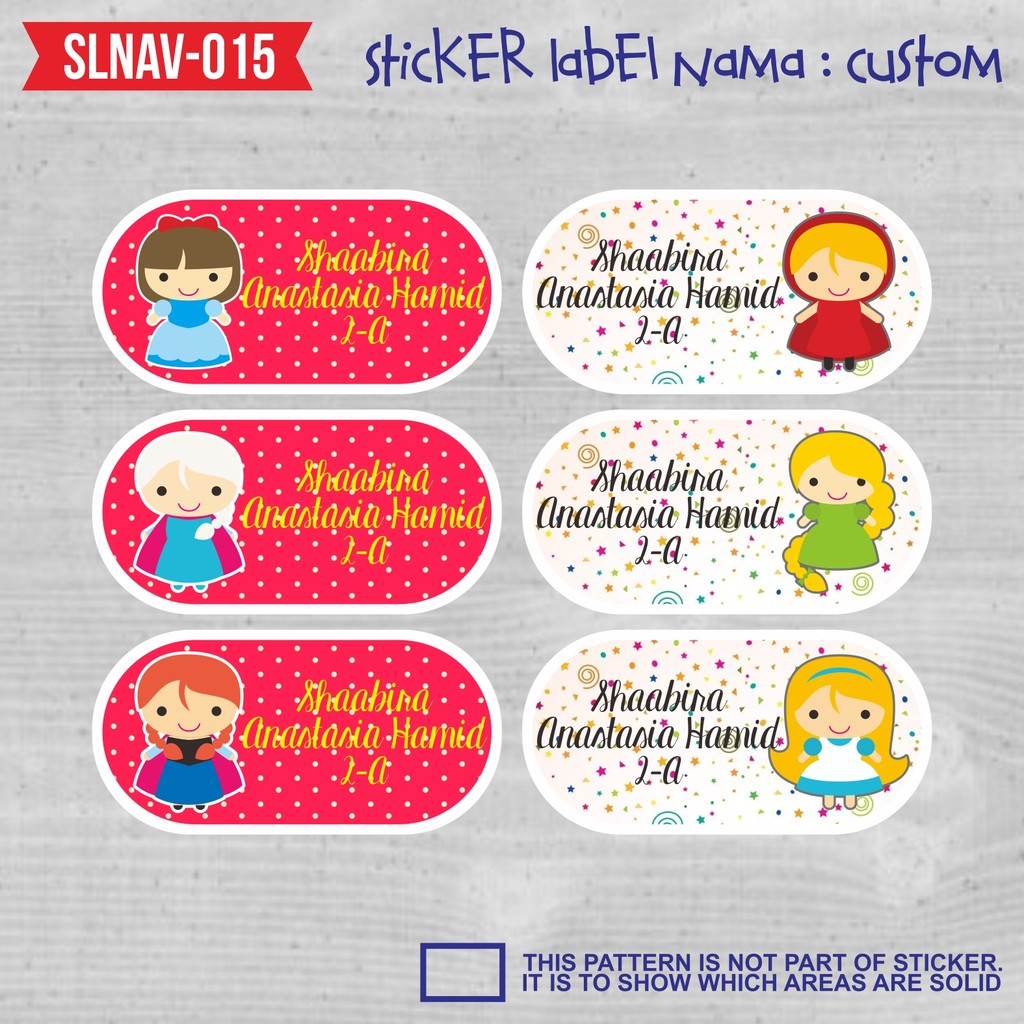 Sticker Label Nama Anak Perempuan Cewek Stiker Princess Girl SLNAV