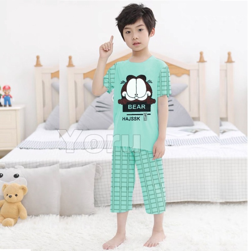 Pamelo Piyama Anak Celana 3/4 Perempuan dan Laki Usia 1 - 7 Tahun Baju Tidur Anak Baju Tidur Murah Produk Terlaris