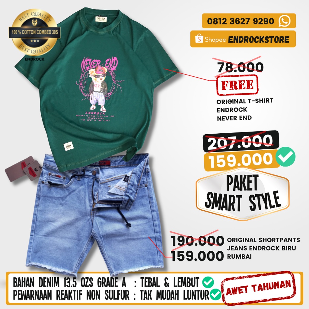 ORIGINAL PAKET CELANA026+KAOS NEVER END GRAPHIC YOUNG SMART