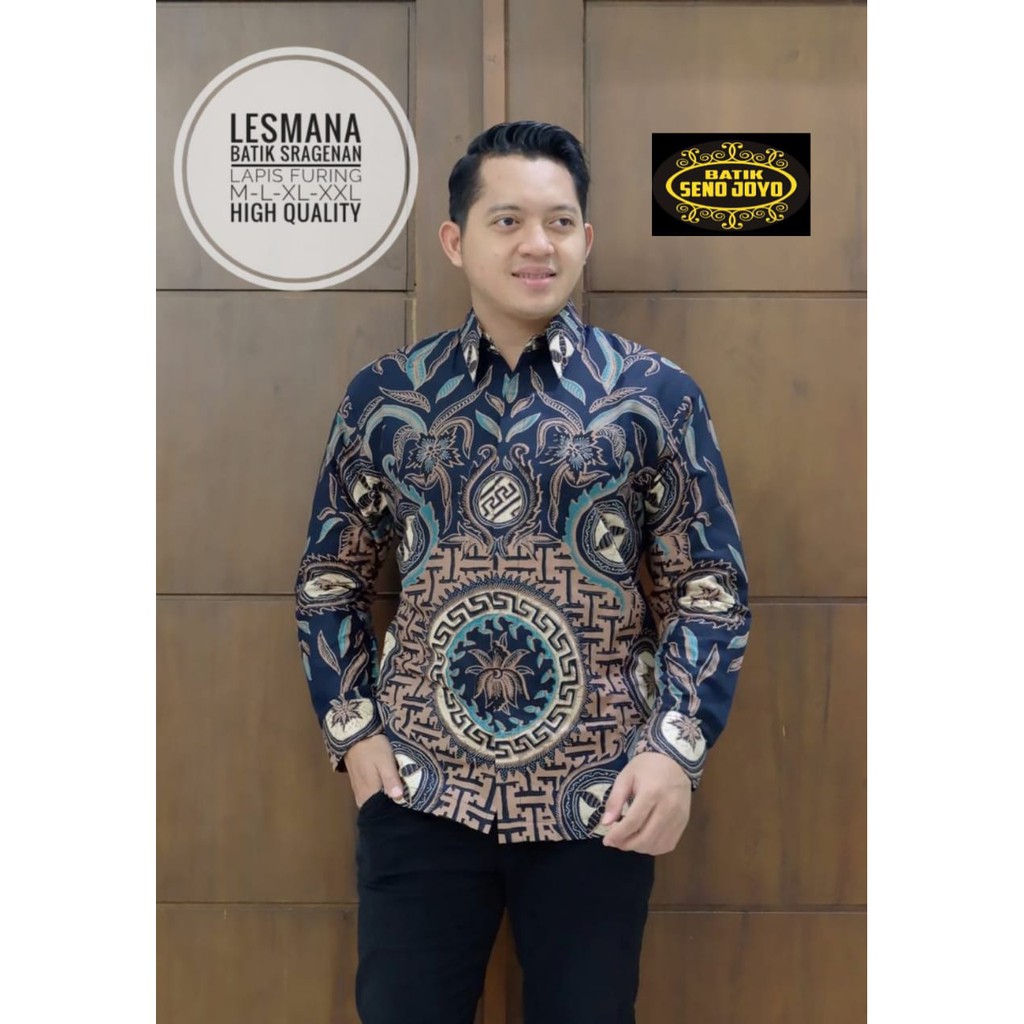 CAKRA NAVY kemeja batik pria lengan panjang terbaru ORIGINAL BY FLORIST