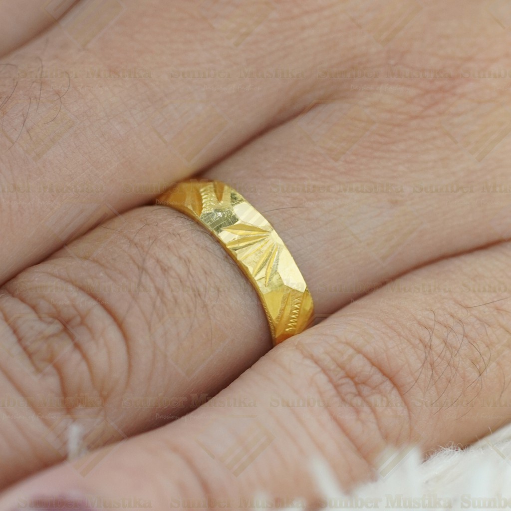 Cincin Emas Kawin Model Kembang Kipas 24 Karat