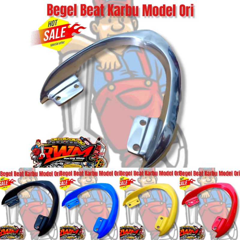 Begel Behel belakang Beat karbu model ori Behel Beat Karbu Chrome Krom Poles Variasi Begel Planger B