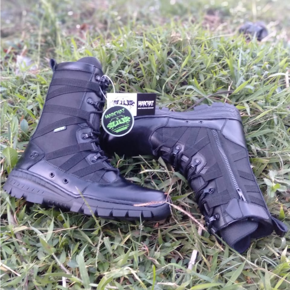 Sepatu PDL Ninja Kulit Asli Merk MARCHAZ Sepatu PDL Tni Polri Security Satpam Sepatu Boots Pria