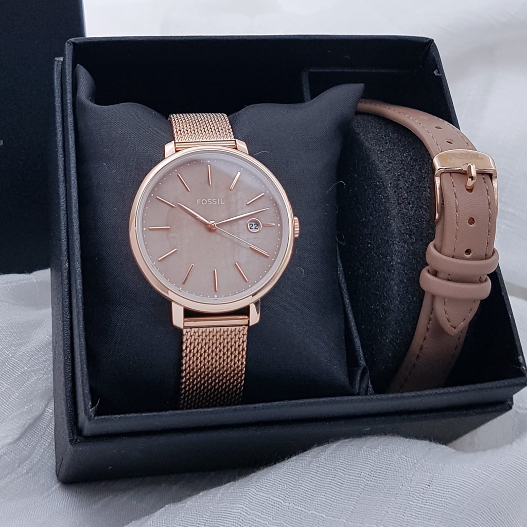 Jam Tangan Fashion Wanita F8105LV Tanggal Aktif Tali Rantai Pasir Free Tali Kulit , Box Original & B