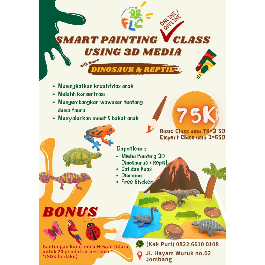 

FLC Painting 3D Media / FREE Class Painting Reptil & Dinosaurs / Crafting / Mainan Anak Mewarnai