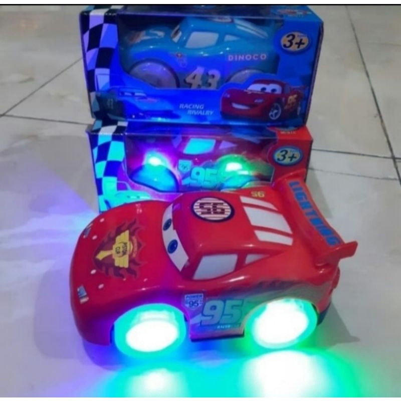 Mainan Mobil Cars Bump Go Baterai Lighting McQueen Anak Batre Edukatif