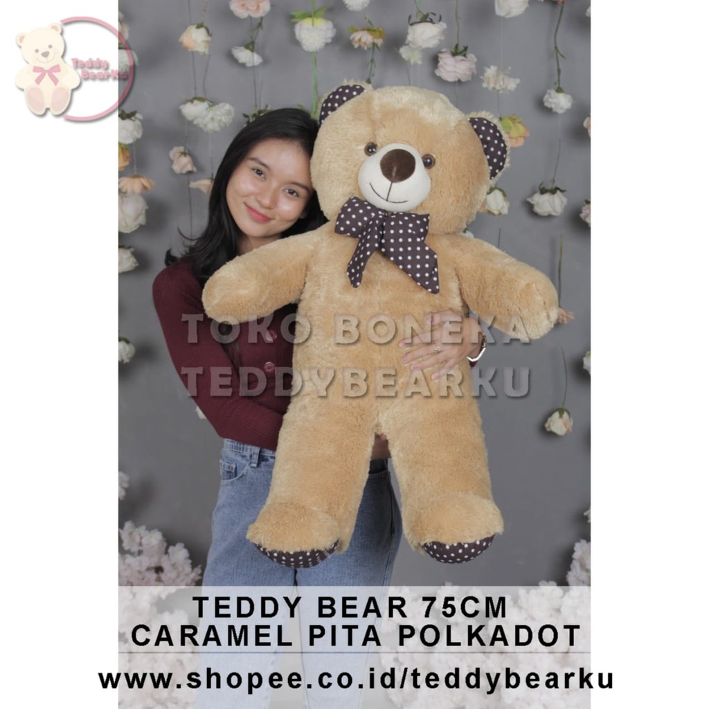 TEDDY BEAR 80CM JUMBO MINIATUR KHAS BANDUNG KARAMEL [TB75CA]