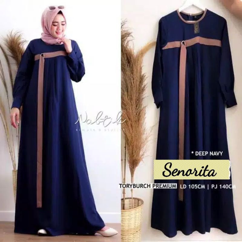 Senorita Maxi - Bisa COD Baju Gamis Maxi Maxy Dress Wanita Perempuan Muslim Tangan Lengan Panjang Ac