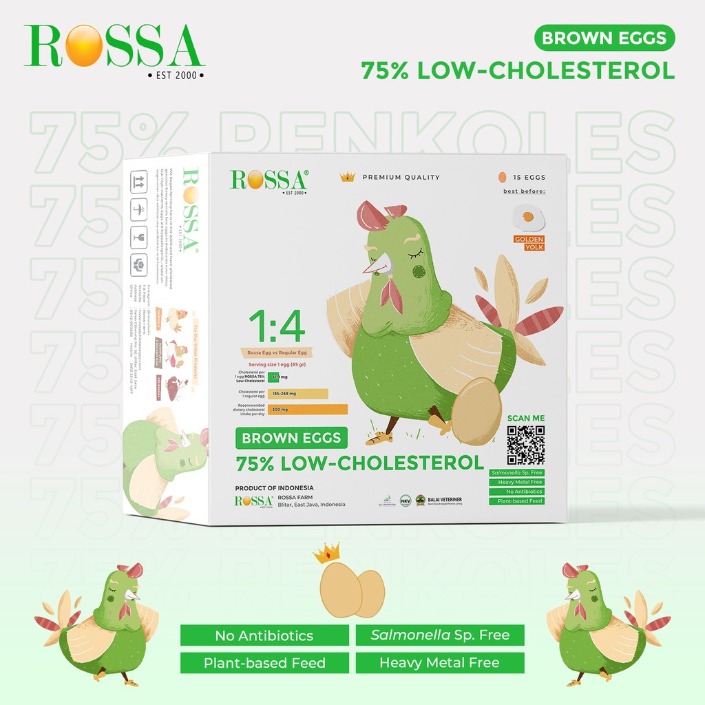 

Telur Ayam 75% Low Cholesterol by ROSSA® Farm - EGGSPRESS BOX