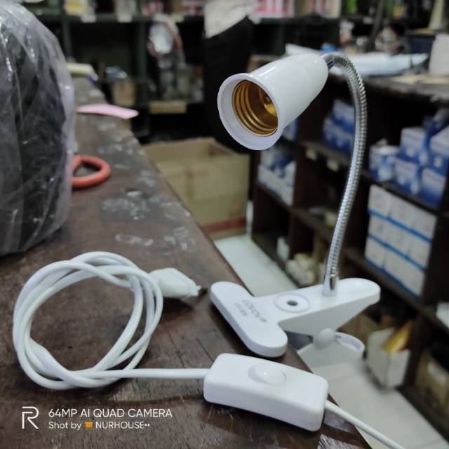 lampu baca jepit fiting e27 lampu meja flexible minimalis