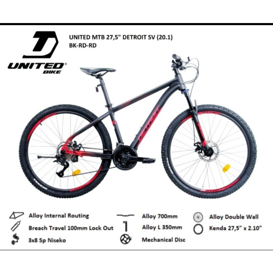 MTB 27.5 UNITED Detroit SV 3x8 speed Sepeda Gunung