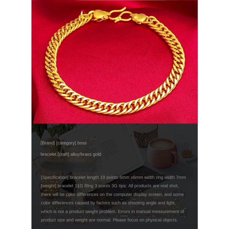 Set Gelang Cincin Rantai Datar Lapis Emas Emas Asli Kadar 375 Gaya Korea