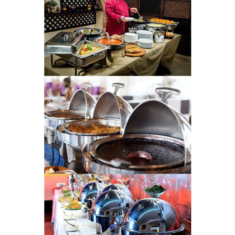 Roll Top prasmanan bulat Hotel 6,8 liter / round chafing dish bulat 6,8 liter / tempat prasmanan bulat 6 liter / chafing dish 11 liter