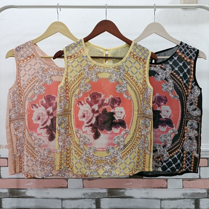 Atasan Wanita Motif Bunga Bahan Ceruty
