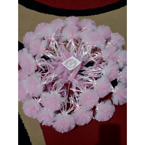 Bunga telur pompom pink  #bungatelur