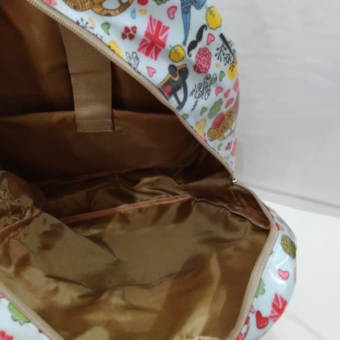 TT1104 tas ransel travel laptop anak sekolah sd motif kucing cat kidston