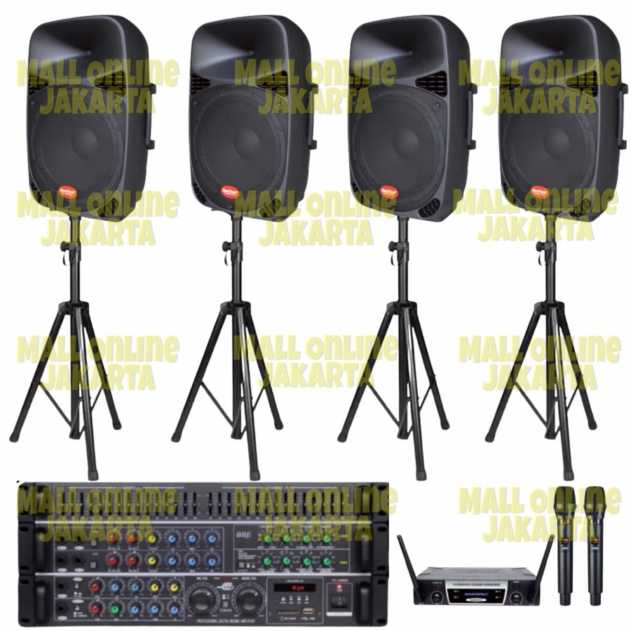 Paket Sound system Baretone 15 inch 4 Speaker Original Outdoor