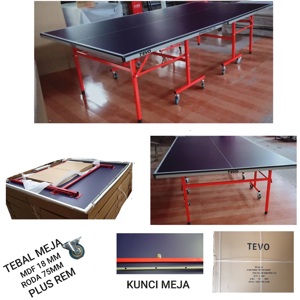 Meja Pingpong Tenis Meja Tevo 18 MM Spinner Mitra