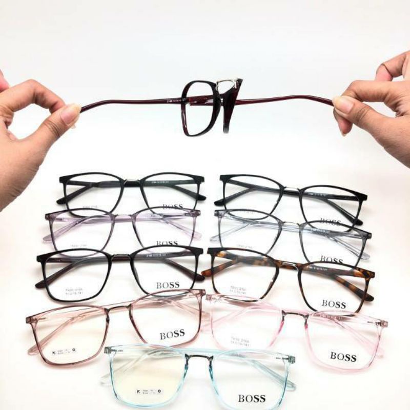 frame kacamata flexible dengan lensa essilor photocromik uv 420 element indoor&outdoor