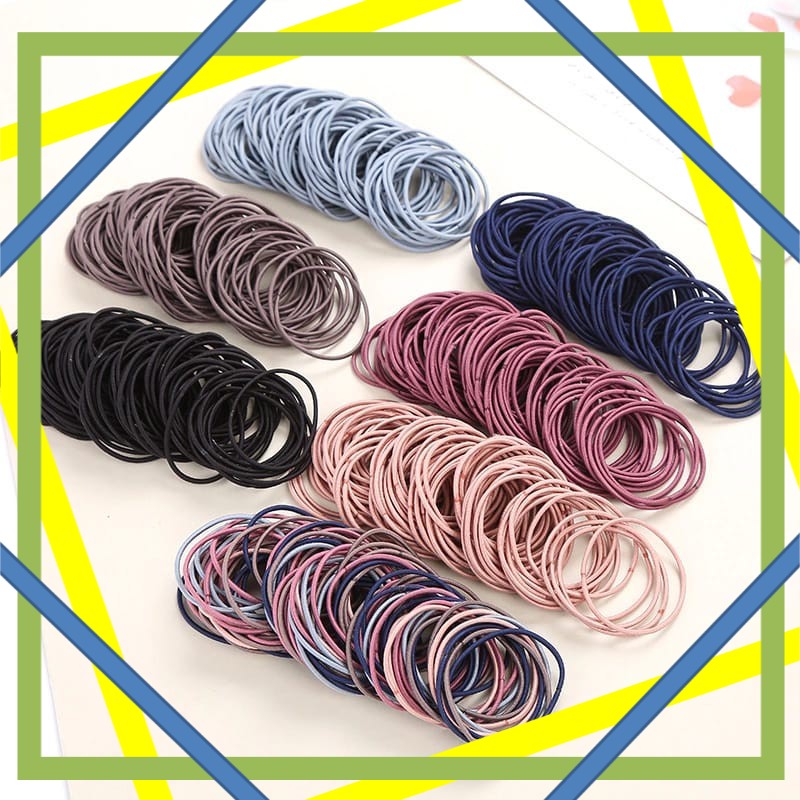 Ikat Rambut Korea Warna-Warni Isi 100 Pcs Import