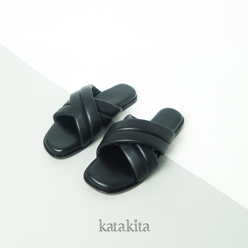 Katakita Millie Flat Sandal Wanita Sendal wanita Teplek-Full Black