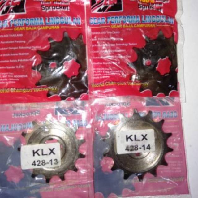 gir depan motor kawasaki klx 150 428-13,14,15