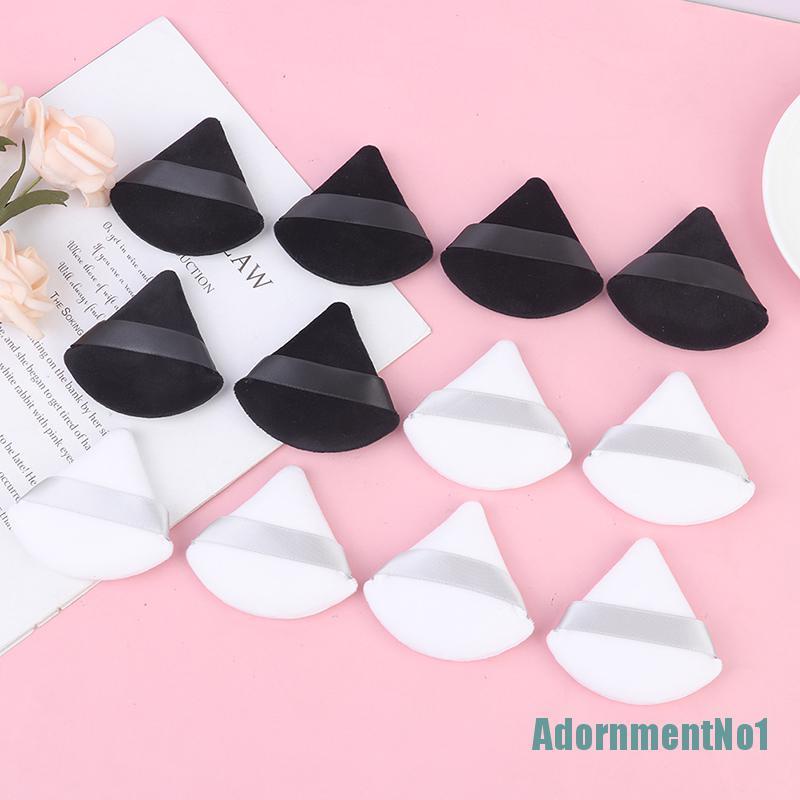 (AdornmentNo1) 4pcs / Set Spons Puff Mini Bentuk Segitiga Bahan Velvet Untuk MakeUp / Kosmetik Wanita