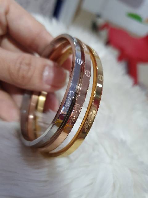 Gelang Titanium asli set isi 3pc cartierx Premium Quality Anti karat Bracelet Stainless steel ori