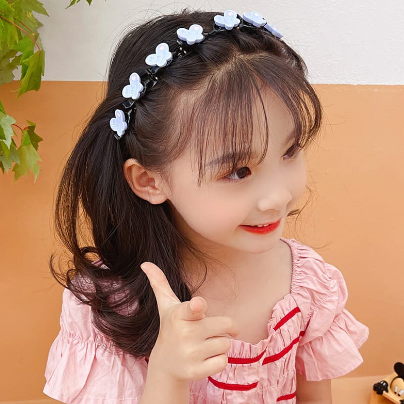 Bando kepang korea anak jepit rambut gaya korea multi layer aklirik plastik elastis jepitan unik lucu